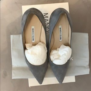 Manolo Blahnik BB Grey Suede Heels